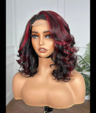 Two Tone Natural and Burgundy Closure Wig