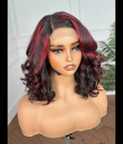 Two Tone Natural and Burgundy Closure Wig