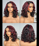 Two Tone Natural and Burgundy Closure Wig